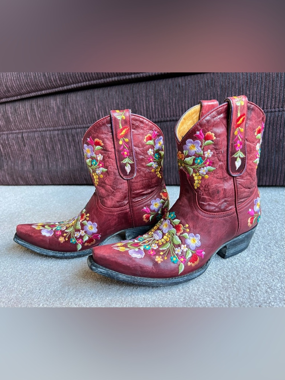 Price firm- Old Gringo 8 B Sora Floral Western Cowboy Boots Christmas Halloween - Picture 7 of 14